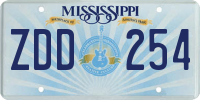 MS license plate ZDD254
