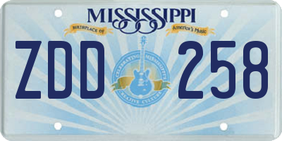 MS license plate ZDD258