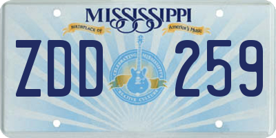 MS license plate ZDD259
