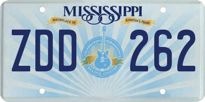 MS license plate ZDD262
