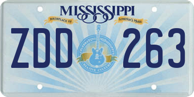 MS license plate ZDD263
