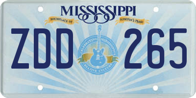 MS license plate ZDD265