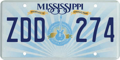 MS license plate ZDD274