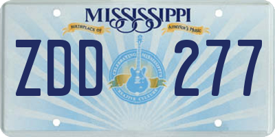 MS license plate ZDD277