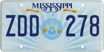 MS license plate ZDD278
