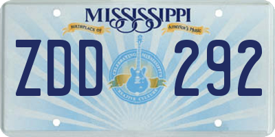 MS license plate ZDD292