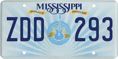 MS license plate ZDD293