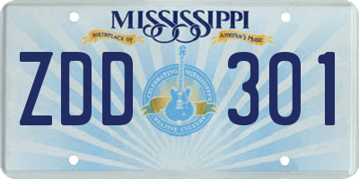 MS license plate ZDD301