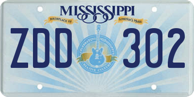 MS license plate ZDD302