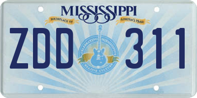 MS license plate ZDD311