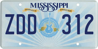 MS license plate ZDD312
