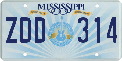 MS license plate ZDD314