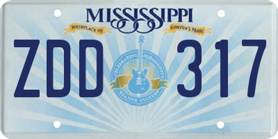 MS license plate ZDD317