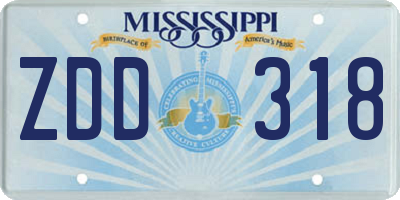 MS license plate ZDD318