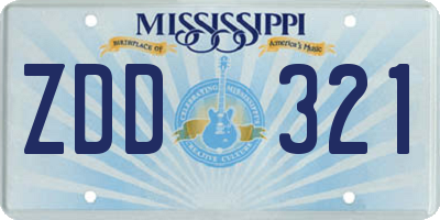 MS license plate ZDD321