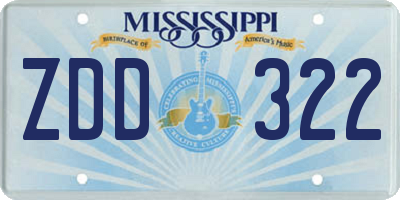 MS license plate ZDD322