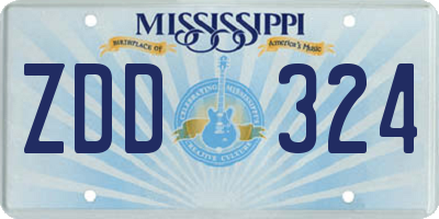 MS license plate ZDD324