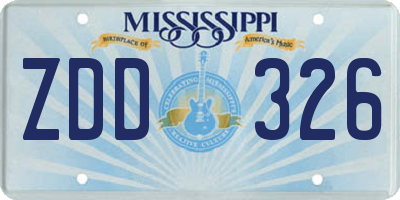 MS license plate ZDD326
