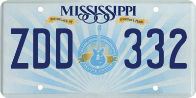 MS license plate ZDD332