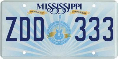 MS license plate ZDD333