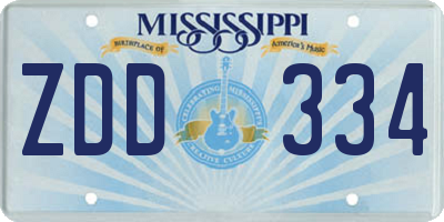 MS license plate ZDD334