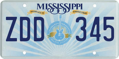 MS license plate ZDD345