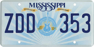 MS license plate ZDD353