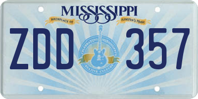 MS license plate ZDD357