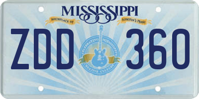 MS license plate ZDD360