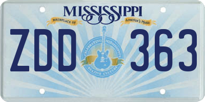 MS license plate ZDD363