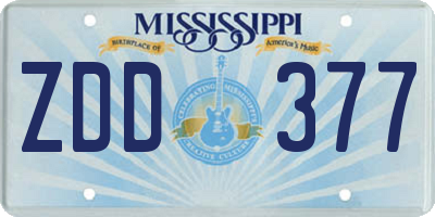MS license plate ZDD377