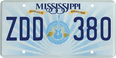MS license plate ZDD380