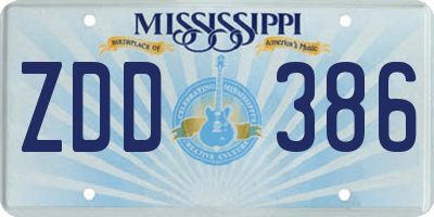MS license plate ZDD386