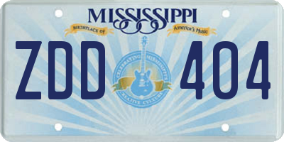 MS license plate ZDD404