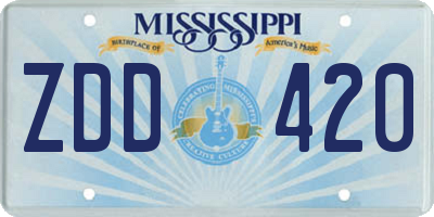MS license plate ZDD420