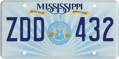 MS license plate ZDD432