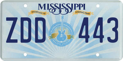MS license plate ZDD443