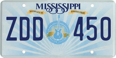 MS license plate ZDD450
