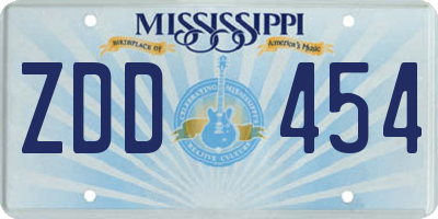 MS license plate ZDD454