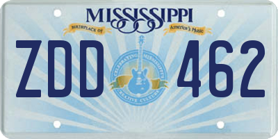 MS license plate ZDD462