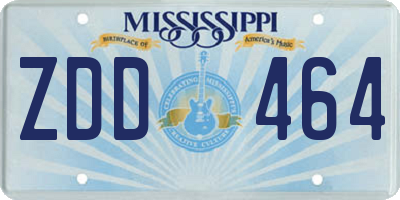 MS license plate ZDD464