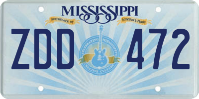 MS license plate ZDD472