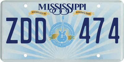 MS license plate ZDD474