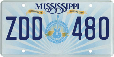 MS license plate ZDD480