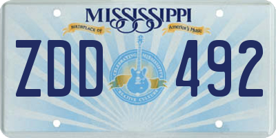 MS license plate ZDD492