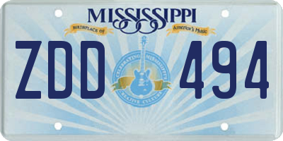 MS license plate ZDD494