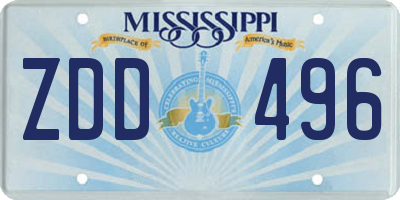 MS license plate ZDD496