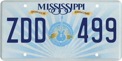 MS license plate ZDD499