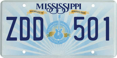 MS license plate ZDD501