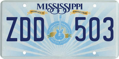 MS license plate ZDD503